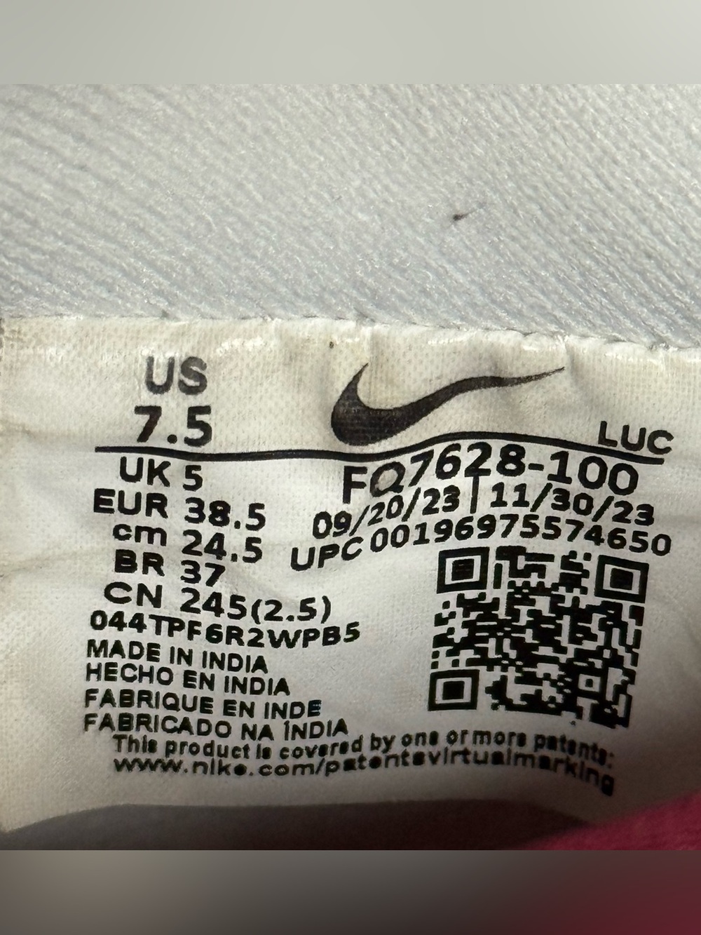 Nike Court Vision Low Shoes Women 7.5 White Valentines Day FQ7628-100 Sneakers - Picture 7 of 8